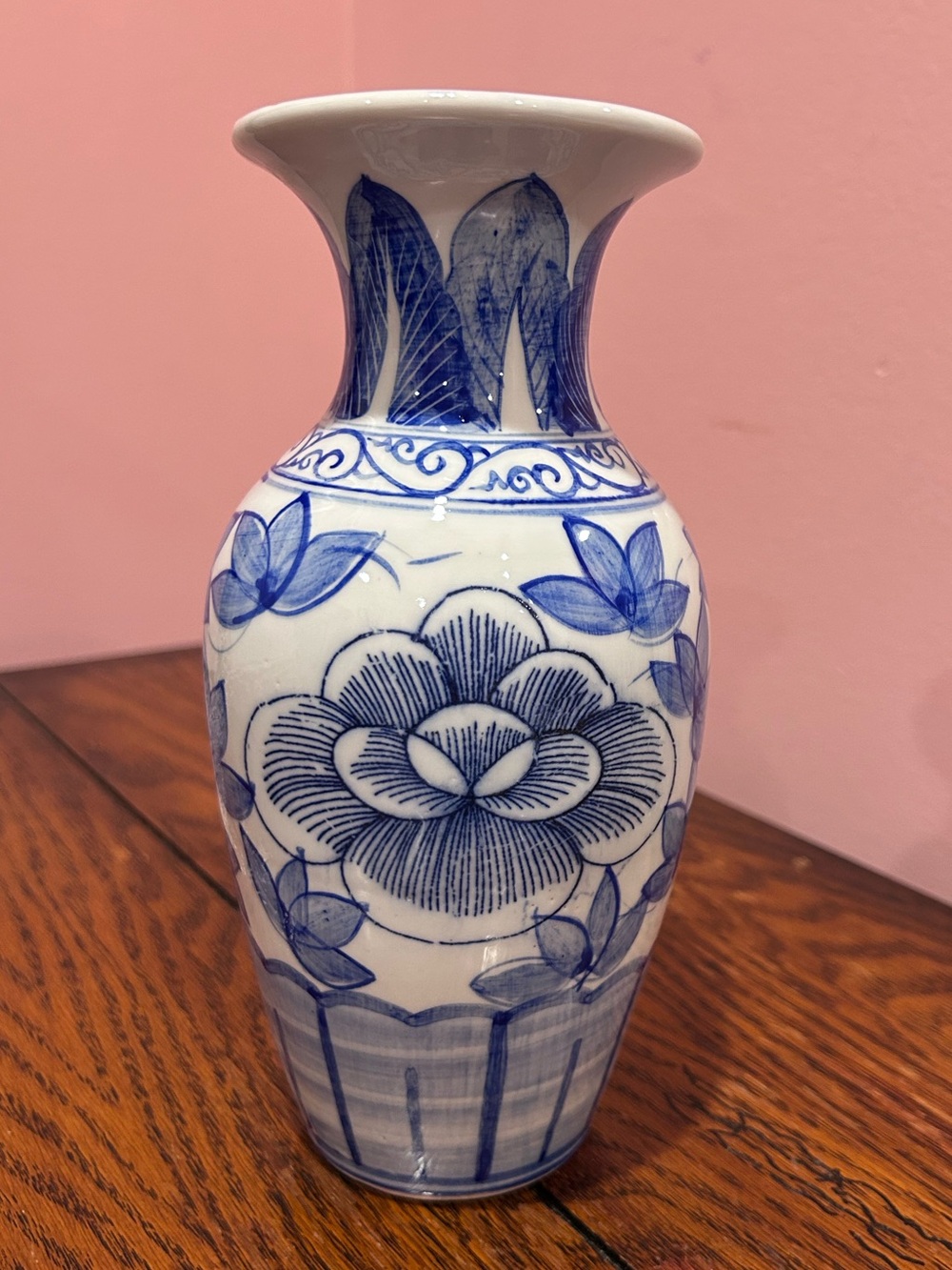 Vintage Pier 1 Imports Blue and White Floral Vase